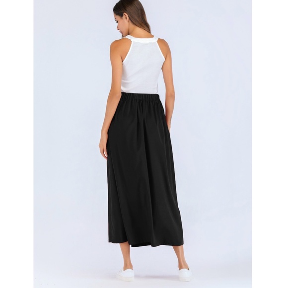 Belted Buttoned Through Long Black Skirt - Picture 3 of 5